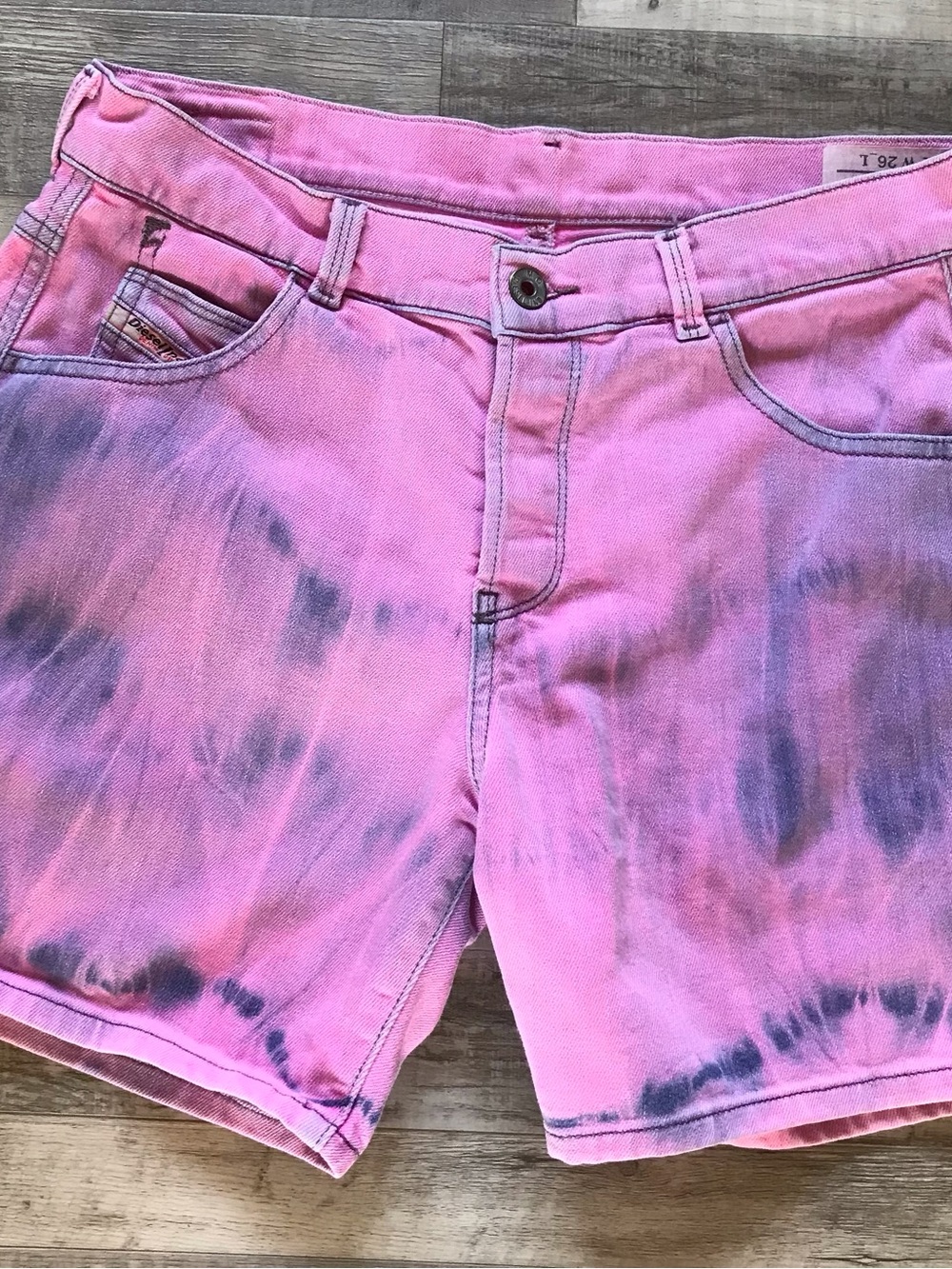 Diesel Pink Tie-Dye Women's Denim Shorts